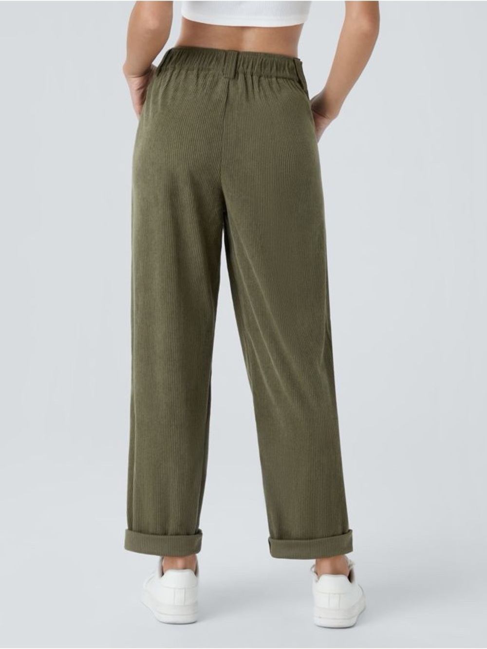 NWT Halara Mid Rise Zipper Pocket Corduroy Casual Pants Size Large - Picture 3 of 13